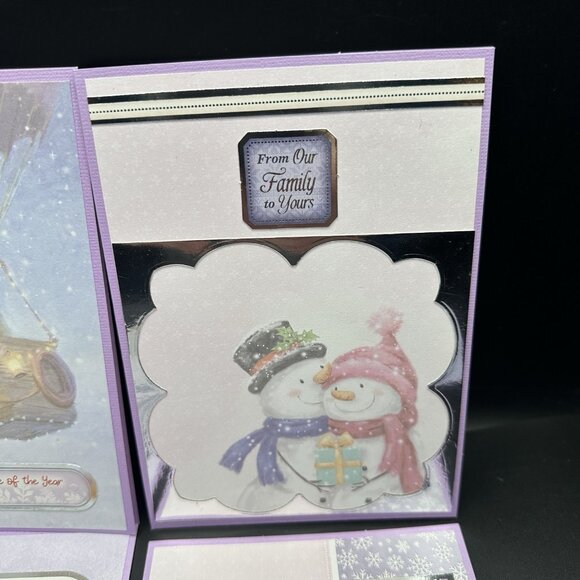 Handmade Christmas Cards with Envelopes Colorful Set of 6 Santa Birds Dog Purple - Picture 4 of 15